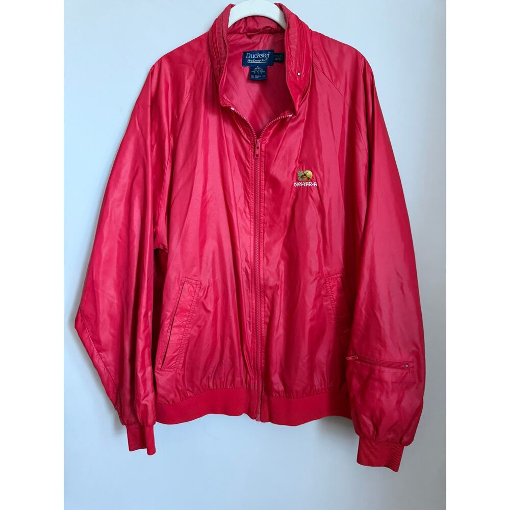 Vintage Duckster Tan-Tar-a Red Nylon Windbreaker Jacket – Men’s XL